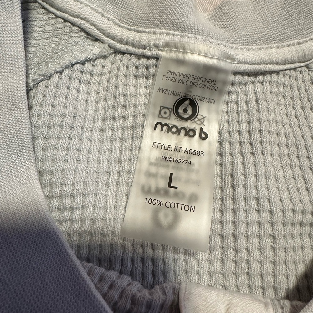 NWT Mono B Waffle Knit Oversized Crop Top Sz L - Picture 2 of 8